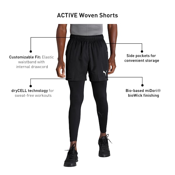 Active Woven 5" Regular Fit Men's Shorts, Puma Black, extralarge-IND